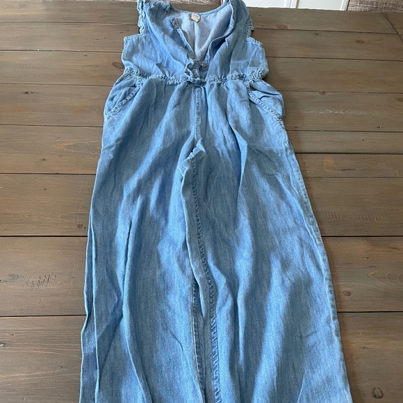 Blue Kids Denim Pattern Jumpsuit - Picture 1 of 8
